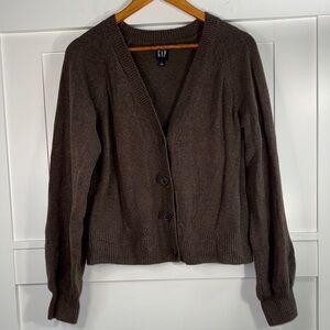 GAP Women's Dark Brown V-Neck Button Cardigan